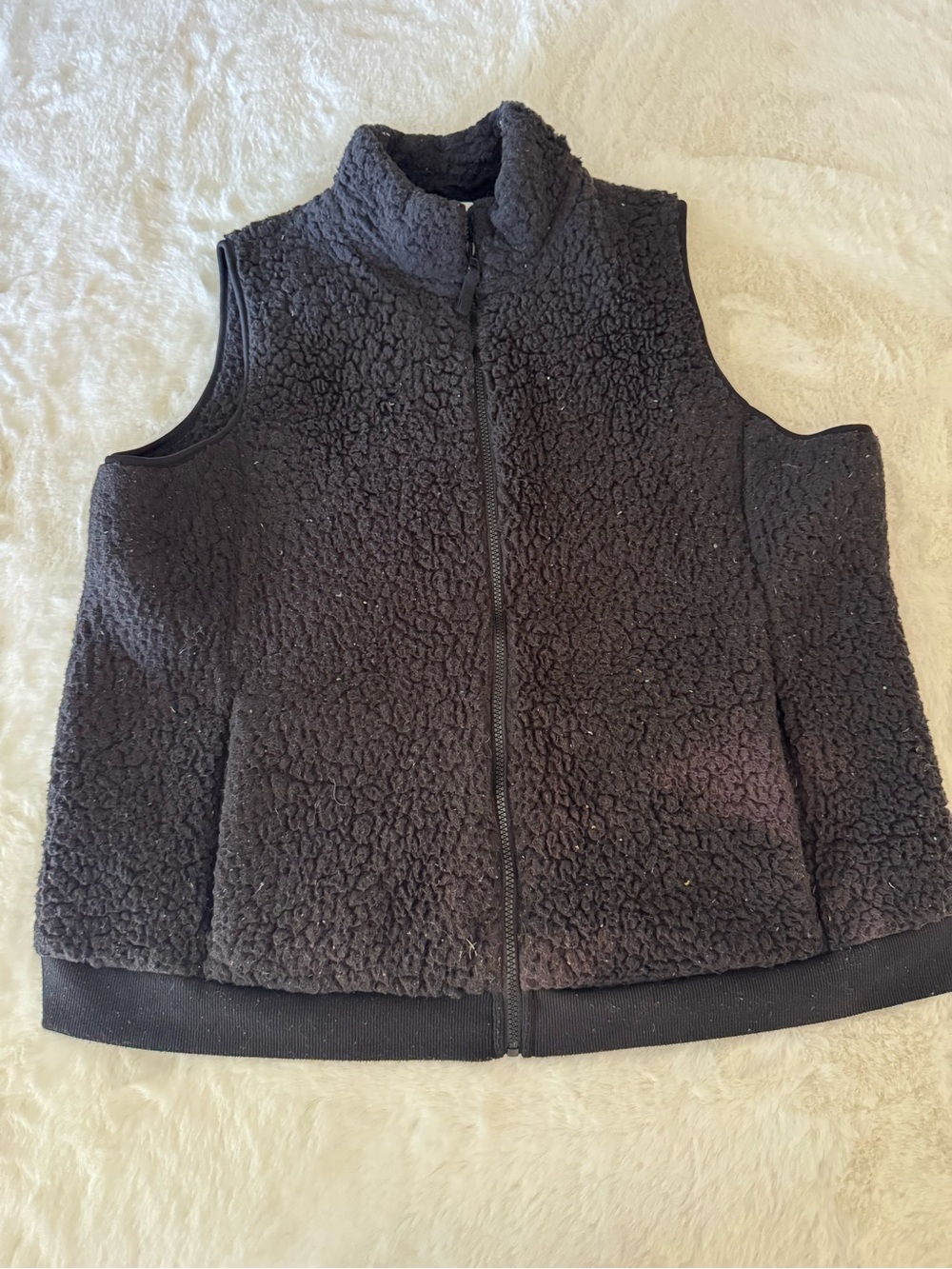 Time and Tru Black Sherpa Zip Front Vest